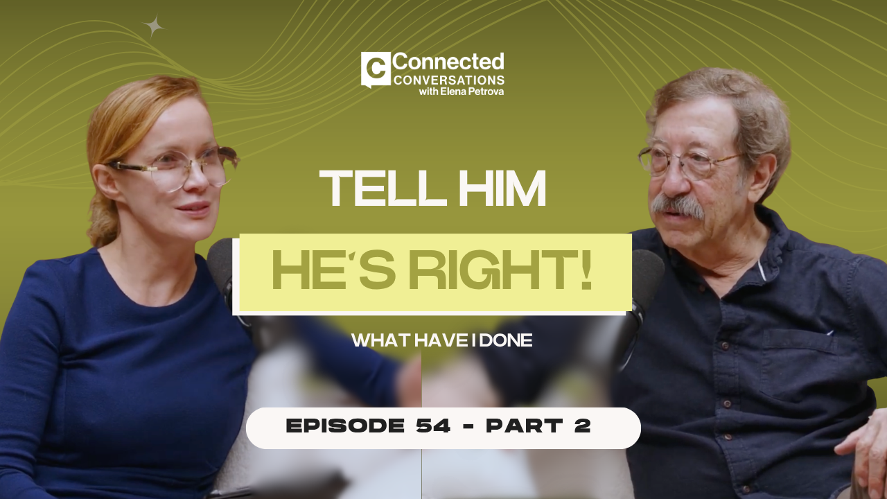 Rick Smolan and Elena Petrova speaking during Episode 54 Part 2 of Connected Conversations about leadership, AI, and human connection.